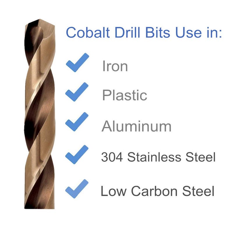 DRILLFORCE 10PCS,17/64", Cobalt Drill Bits - Image 2